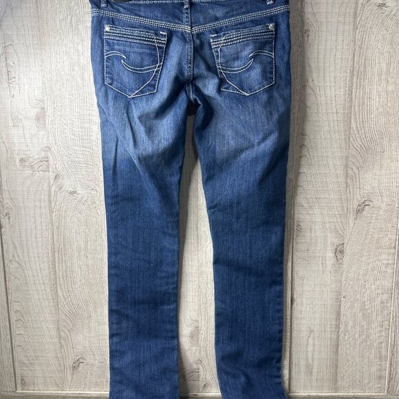 Levi Strauss Skinny Fit Mid Rise Denim Blue Jeans Girls Sz 14 Reg Adj Waist - Picture 2 of 7